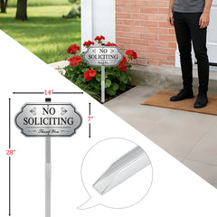 i-CowFun No Soliciting Sign installed in garden