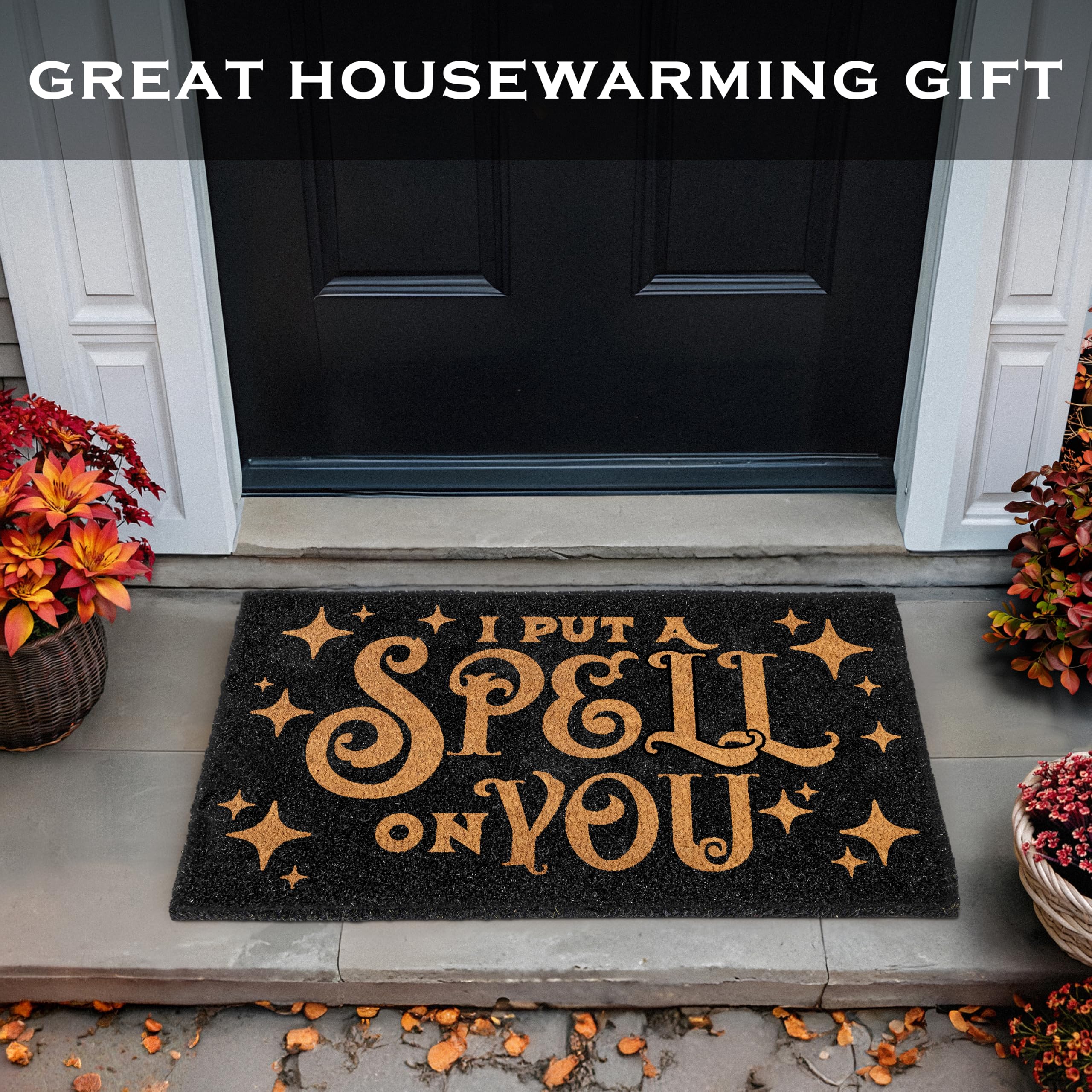 I Put a Spell on You doormat in a Halloween-themed entryway