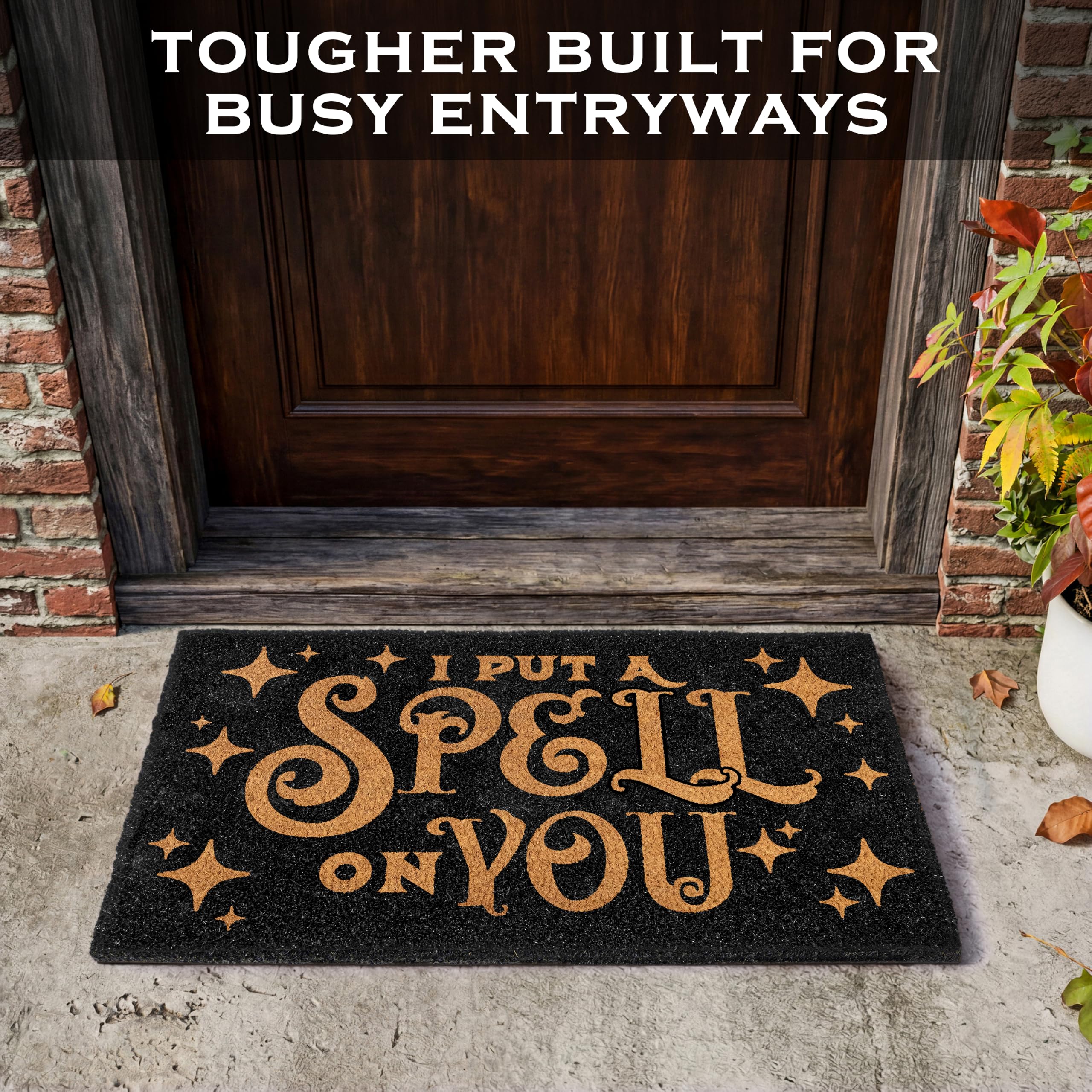 I Put a Spell on You doormat side view showing thickness