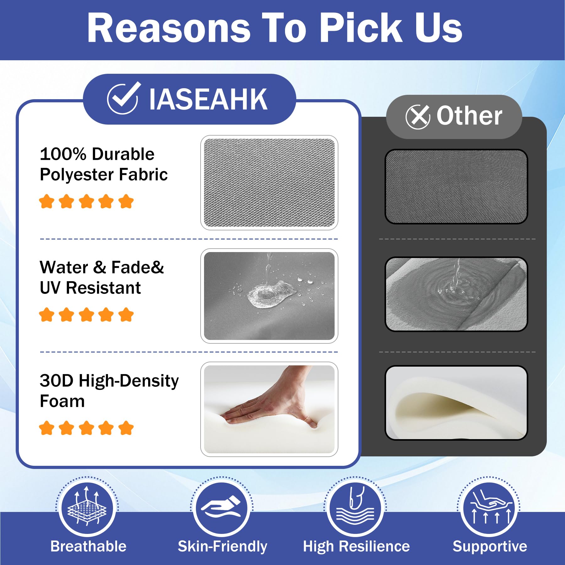 IASEAHK cushion on garden bench