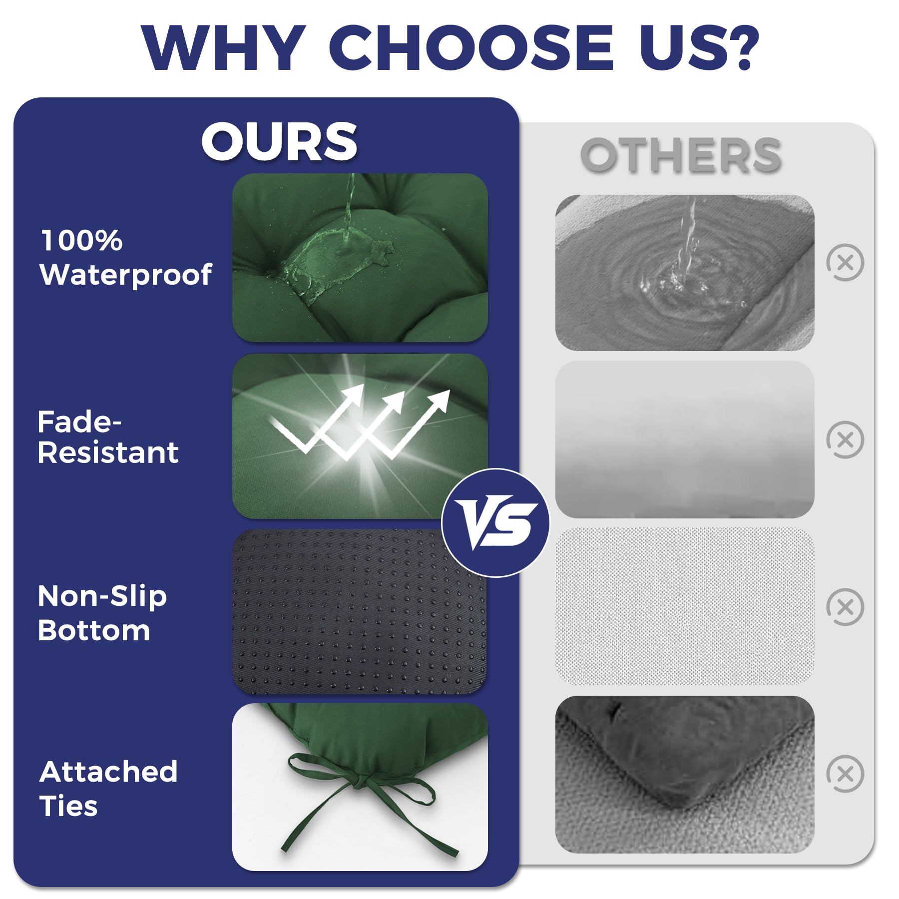 IASEAHK Outdoor Chair Cushions with ties visible