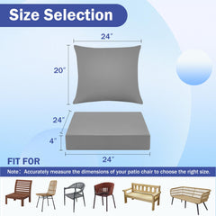 IASEAHK Outdoor Seat Cushion Set Grey side view