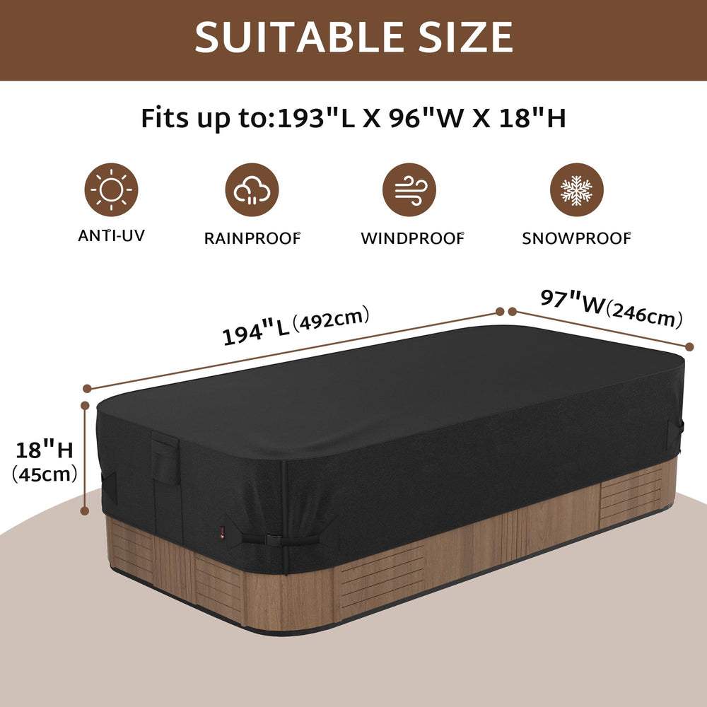 iBirdie Hot Tub Cover 194 x 97 inch black side view