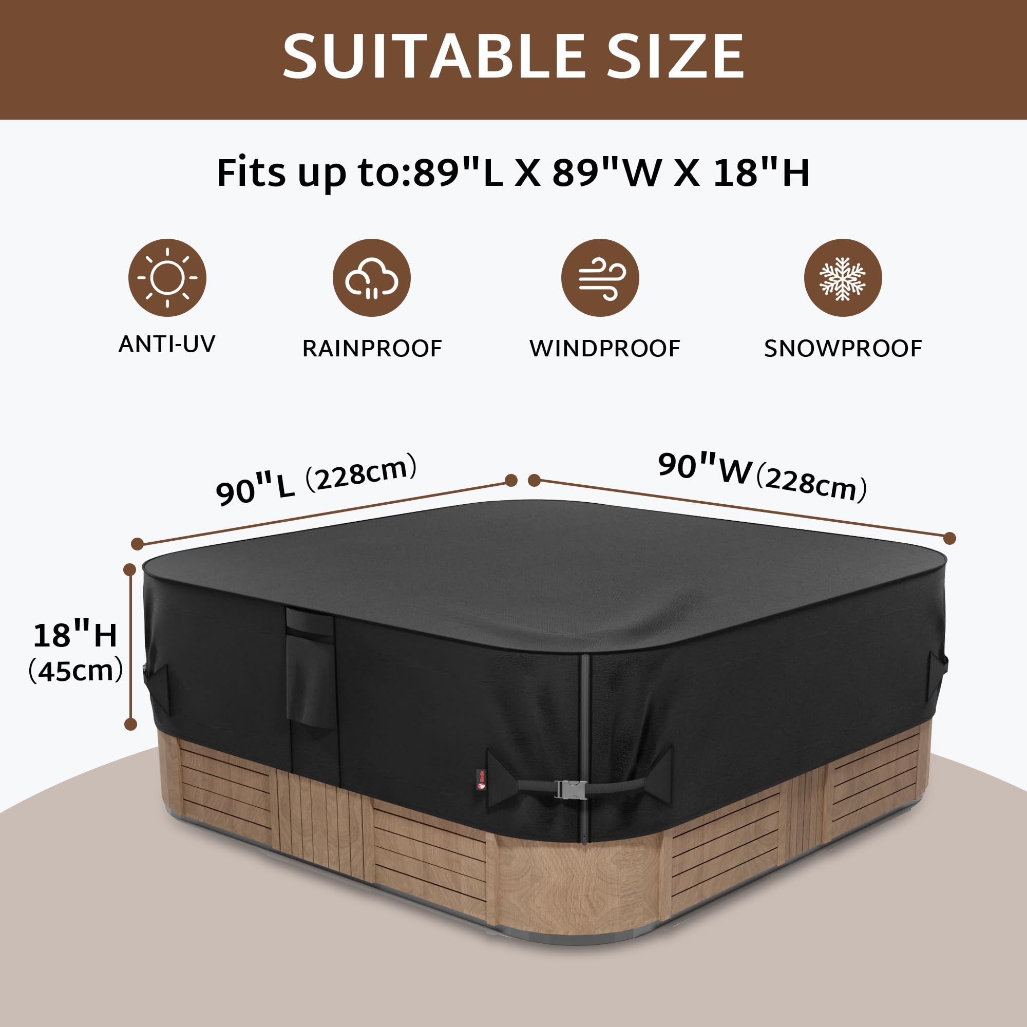 iBirdie hot tub cover air vents and fabric handles