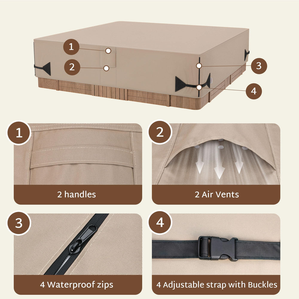 iBirdie Hot Tub Cover secured with adjustable buckles