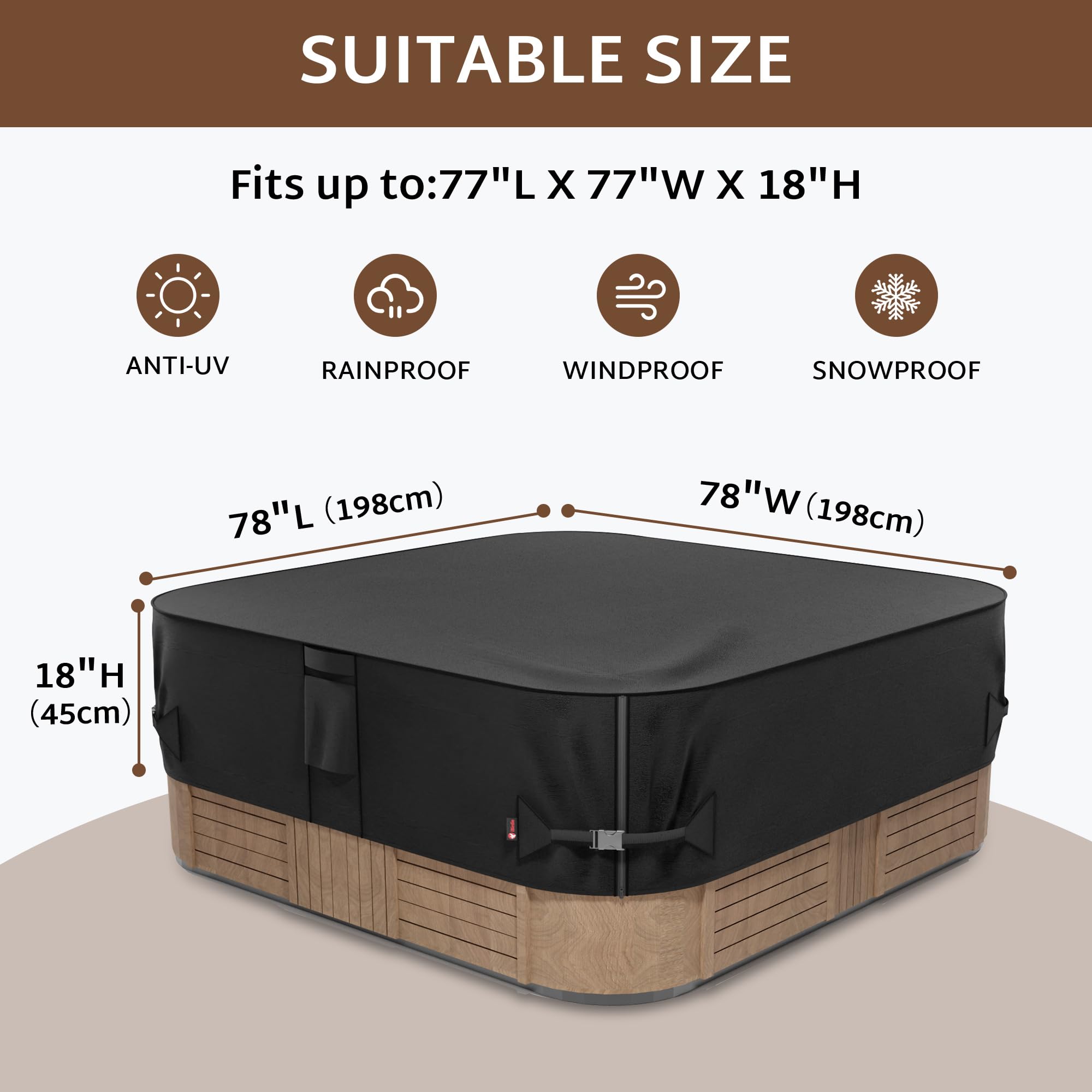 iBirdie hot tub cover showing waterproof fabric
