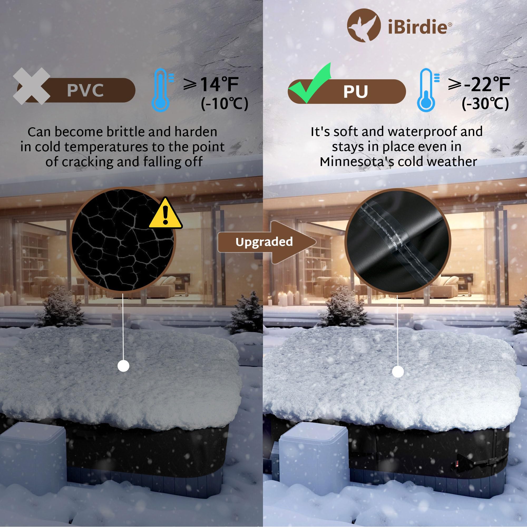 iBirdie hot tub cover with adjustable buckles