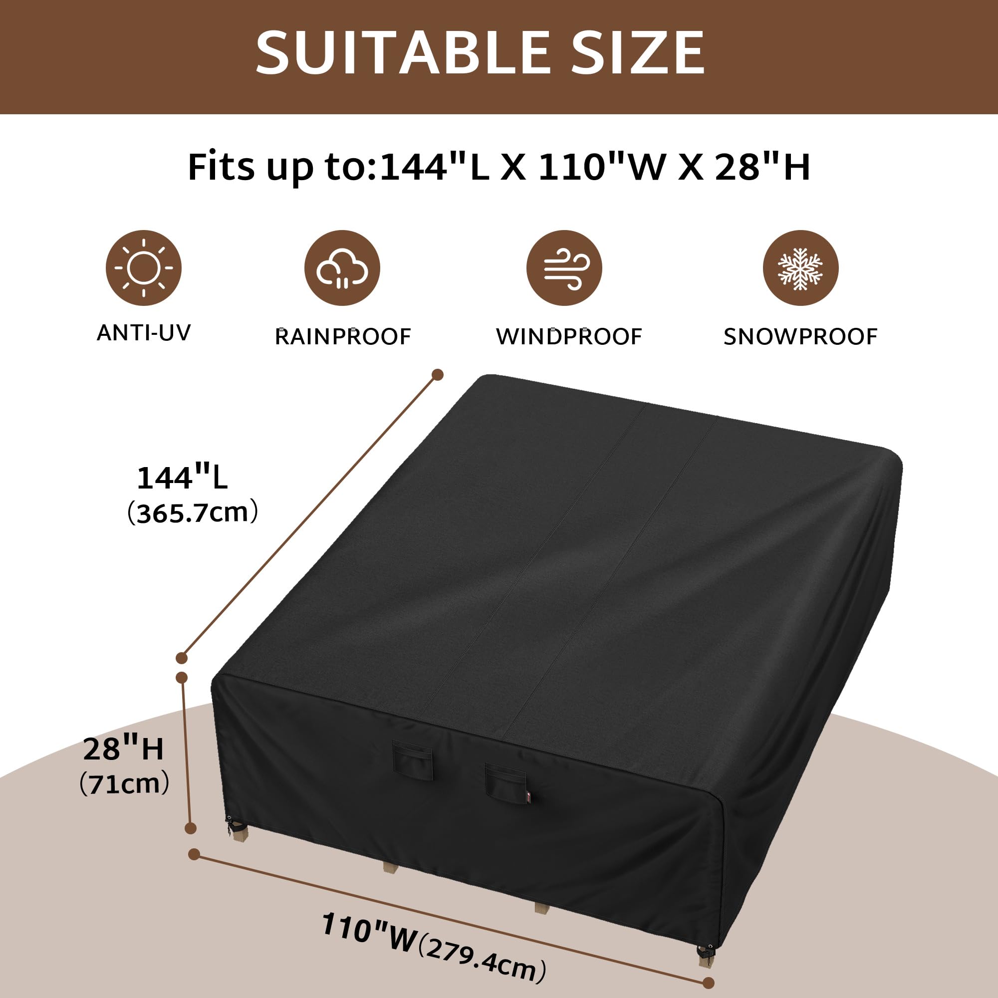iBirdie Outdoor Patio Furniture Cover black side view