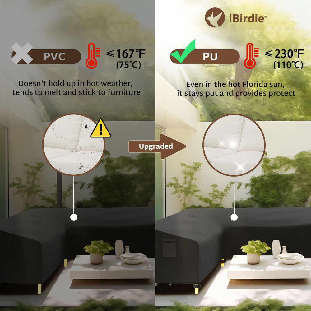 iBirdie Outdoor Sectional Cover side view with adjustable drawstrings