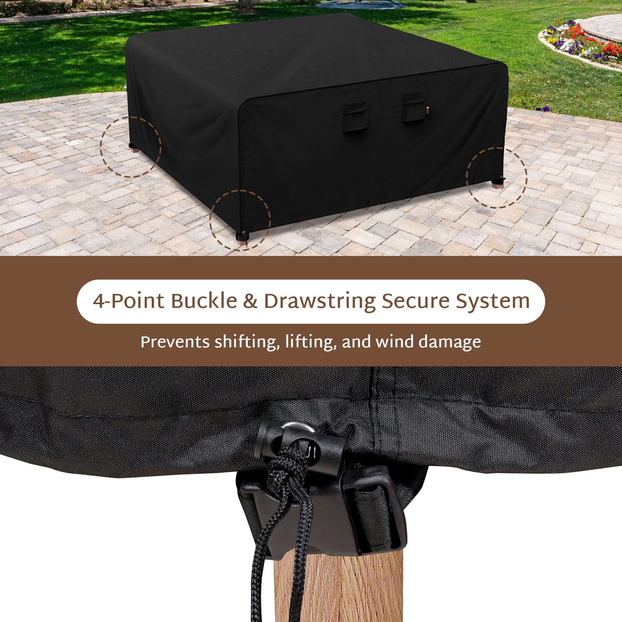 iBirdie Patio Furniture Cover side view showcasing 600D Oxford material