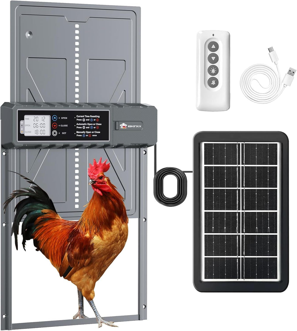 IBKINXX Automatic Chicken Coop Door front view in blue