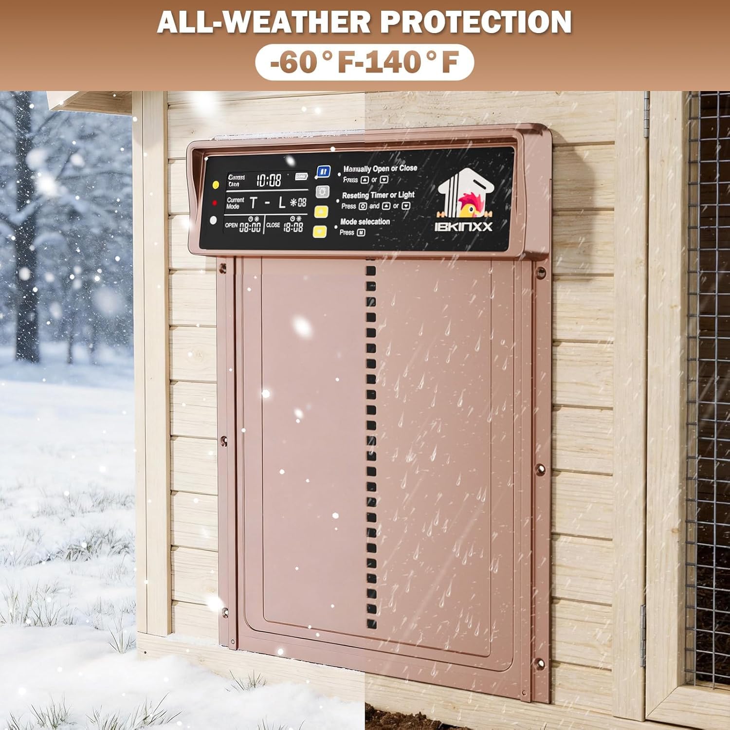 IBKINXX Automatic Chicken Coop Door package contents