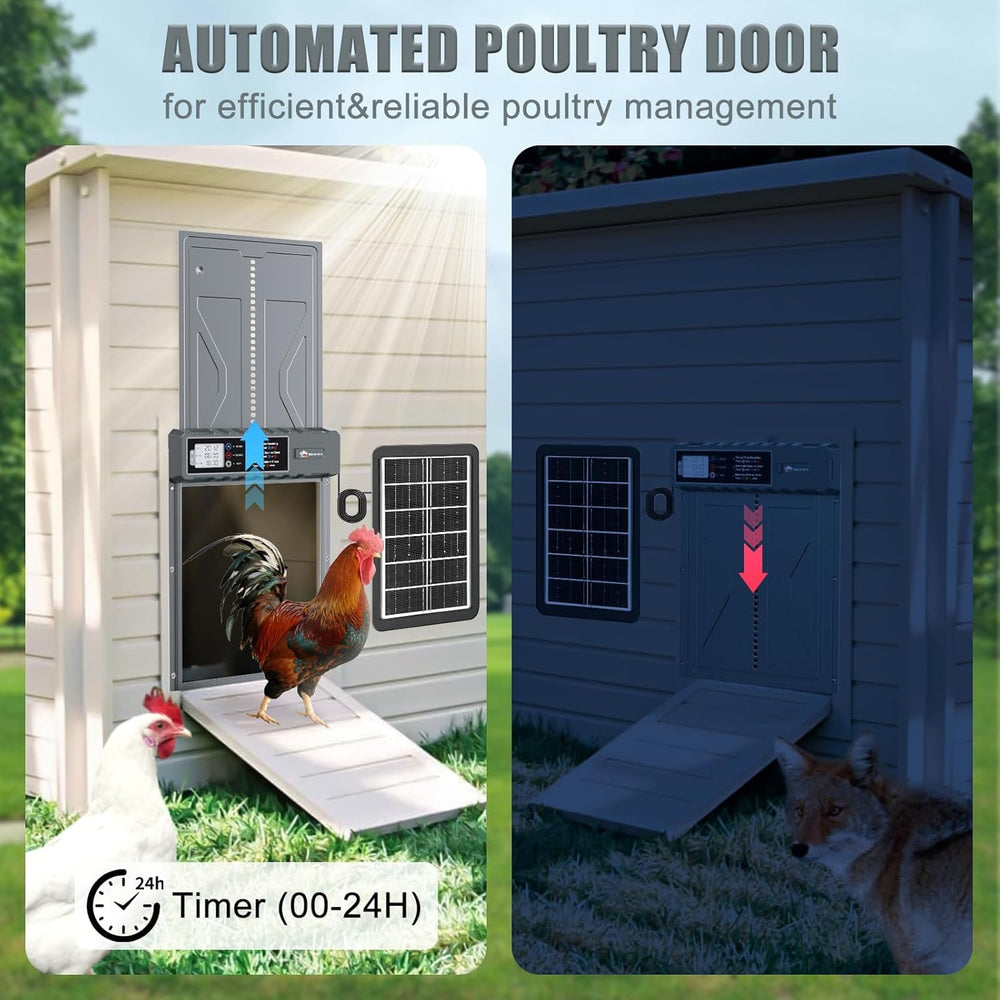 IBKINXX chicken coop door with manual override feature