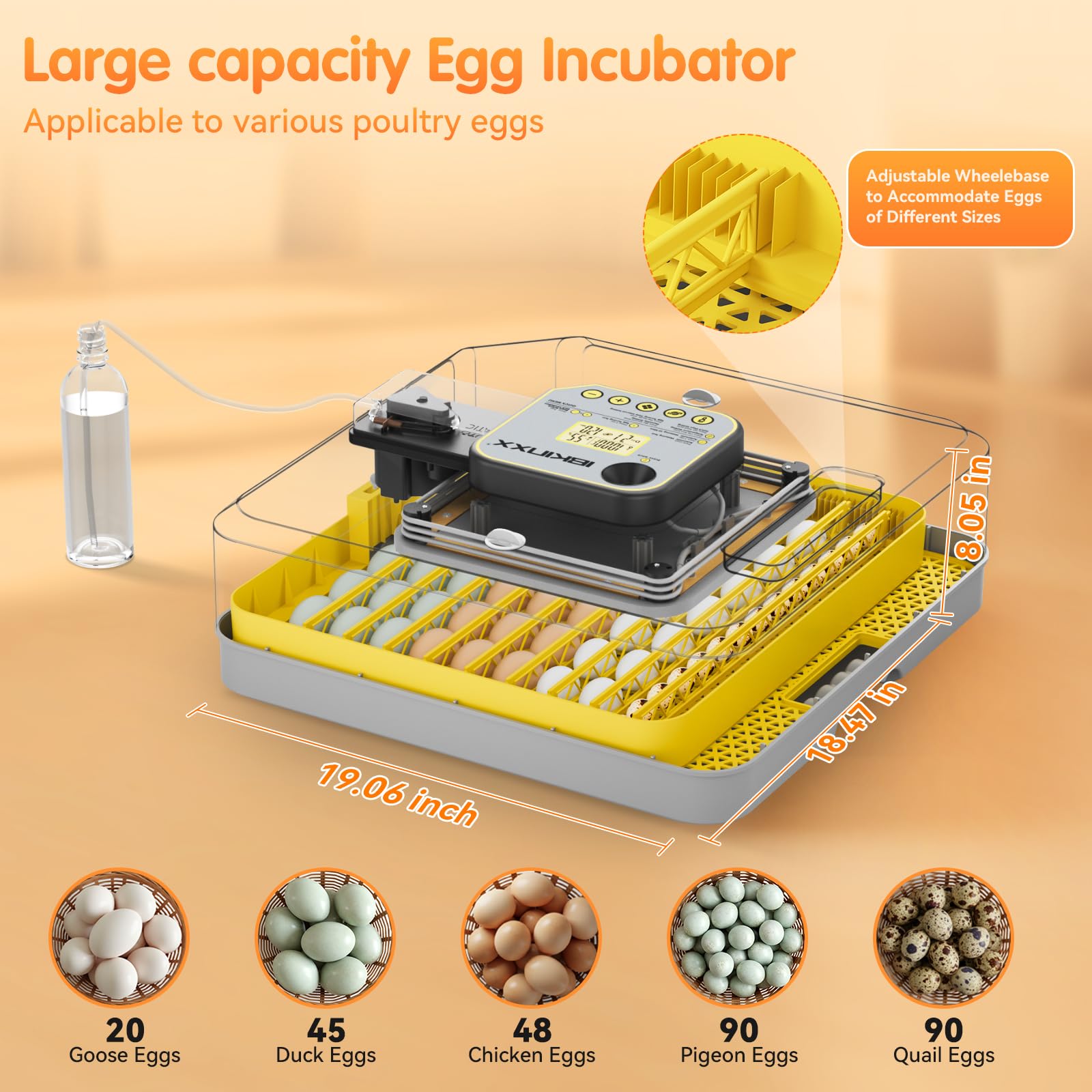 IBKINXX Incubator with built-in egg candler