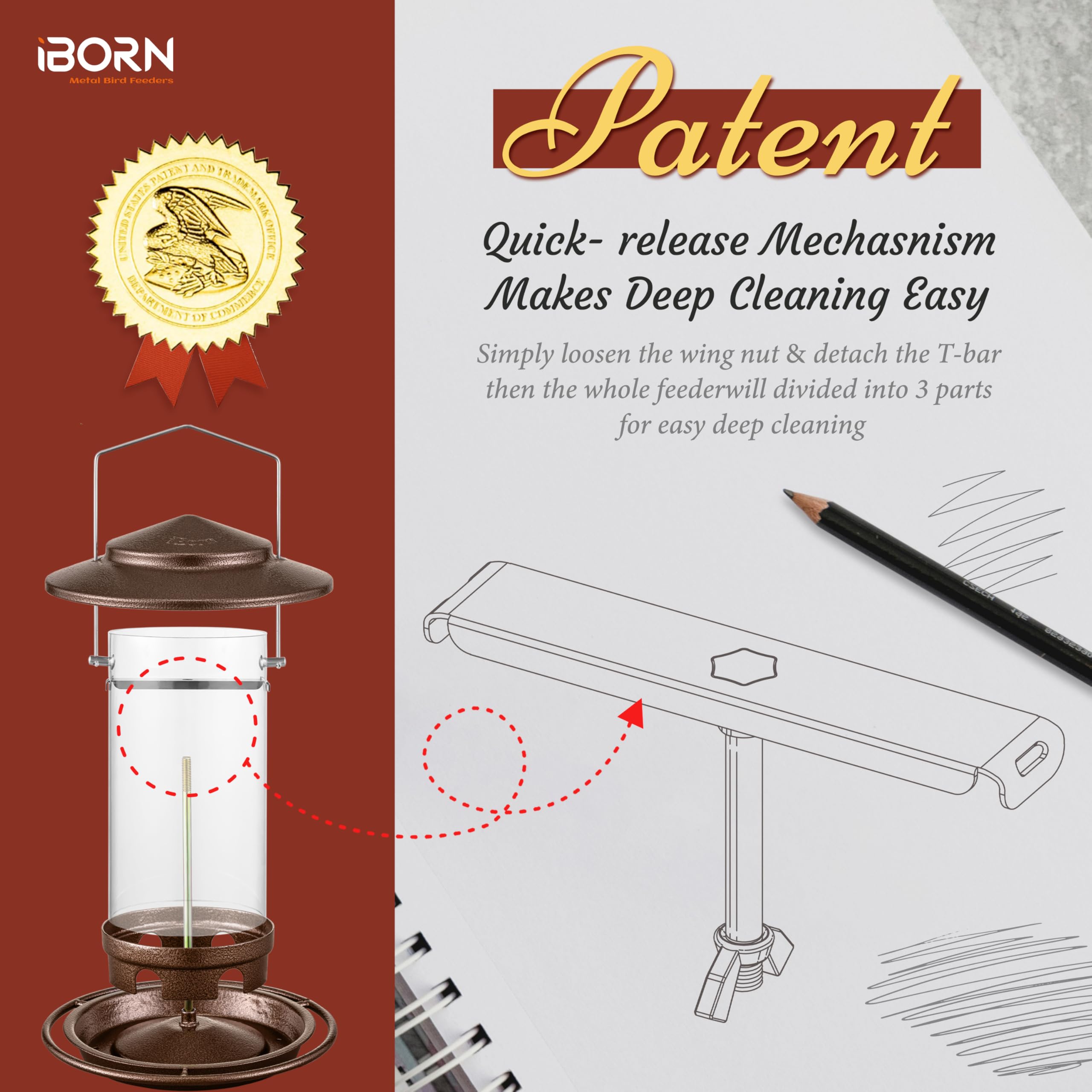 iBorn Bird Feeder in use with birds feeding