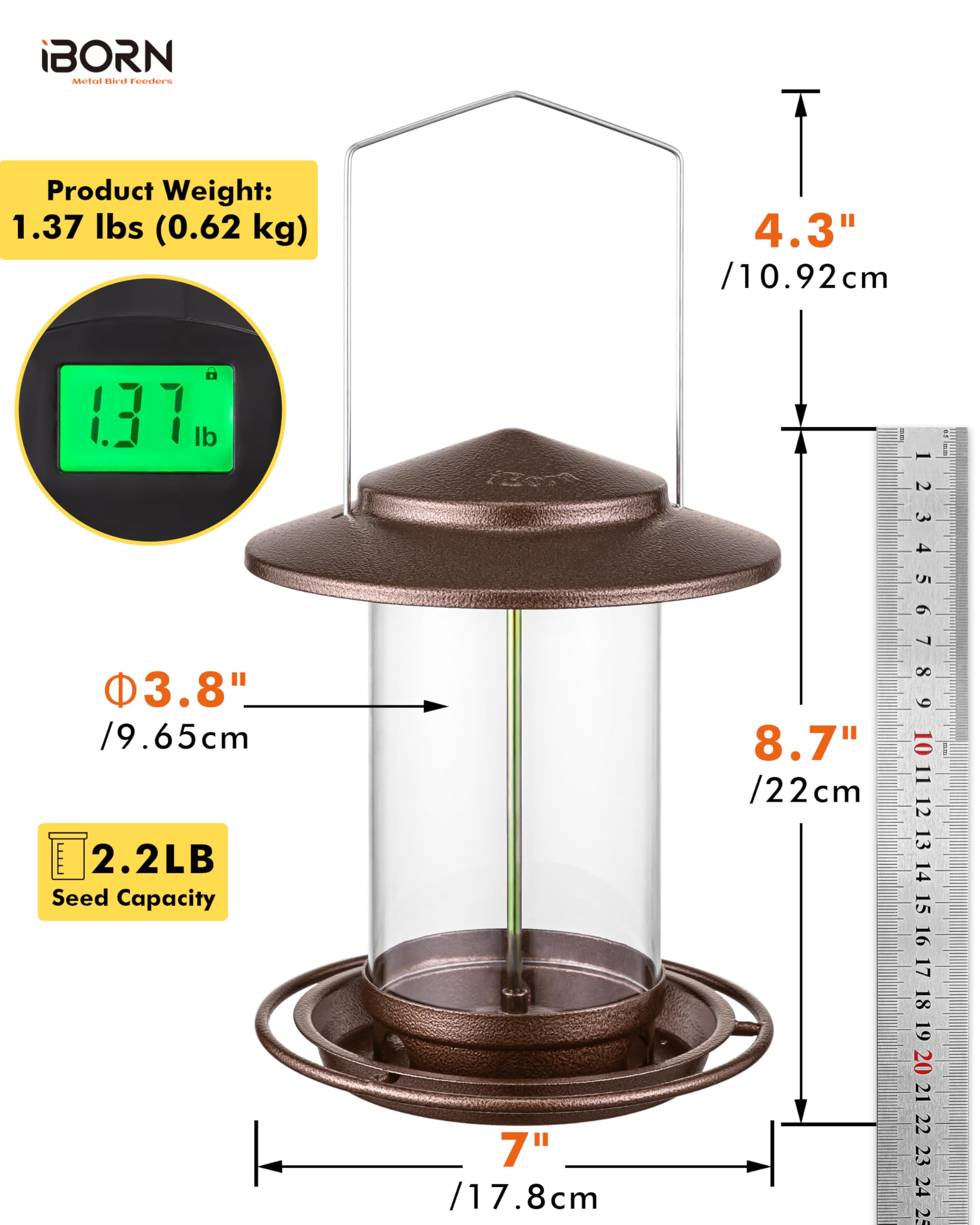 iBorn Bird Feeder with large roof for weather protection