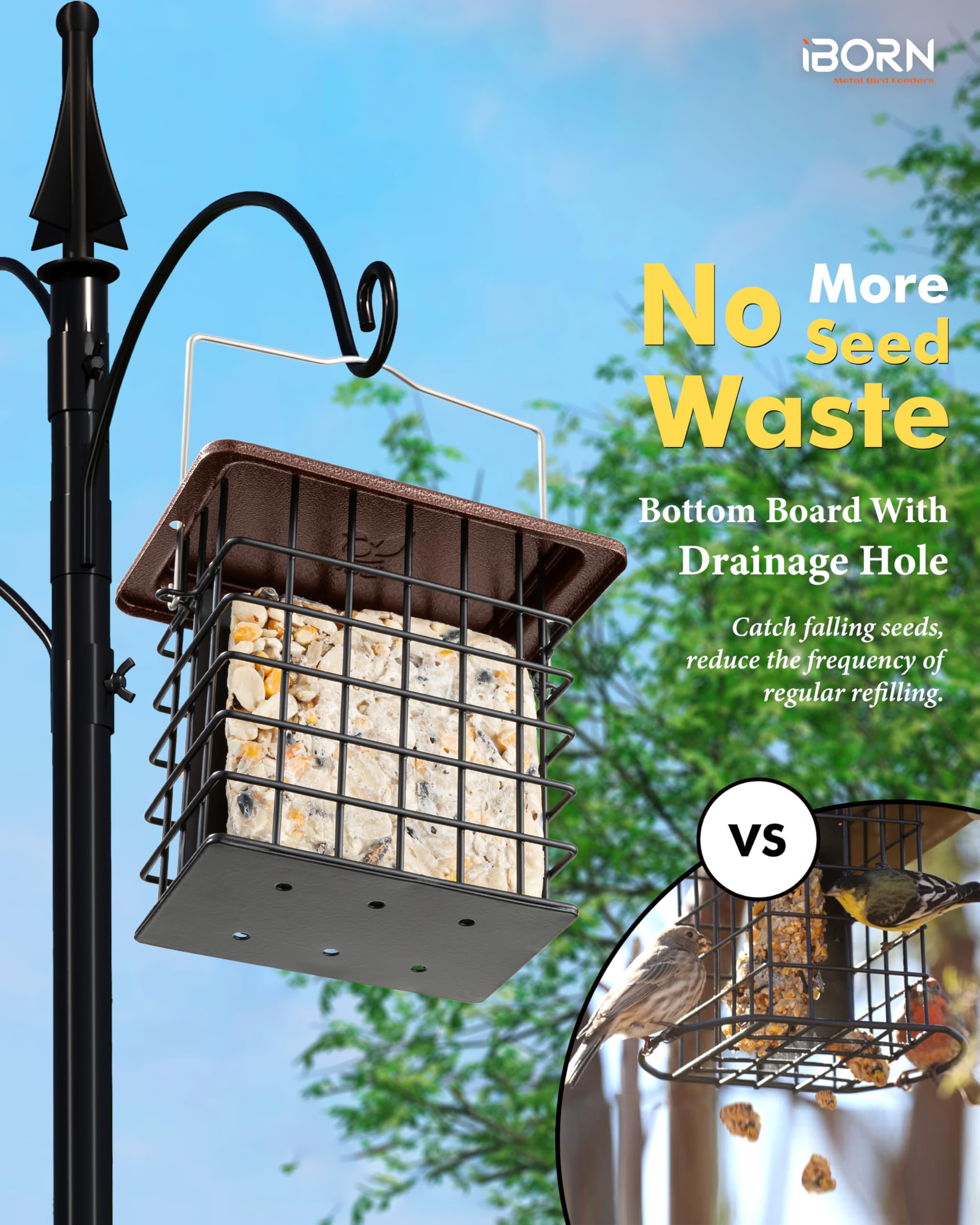 iBorn Double Suet Feeder featuring taller grid design for woodpeckers