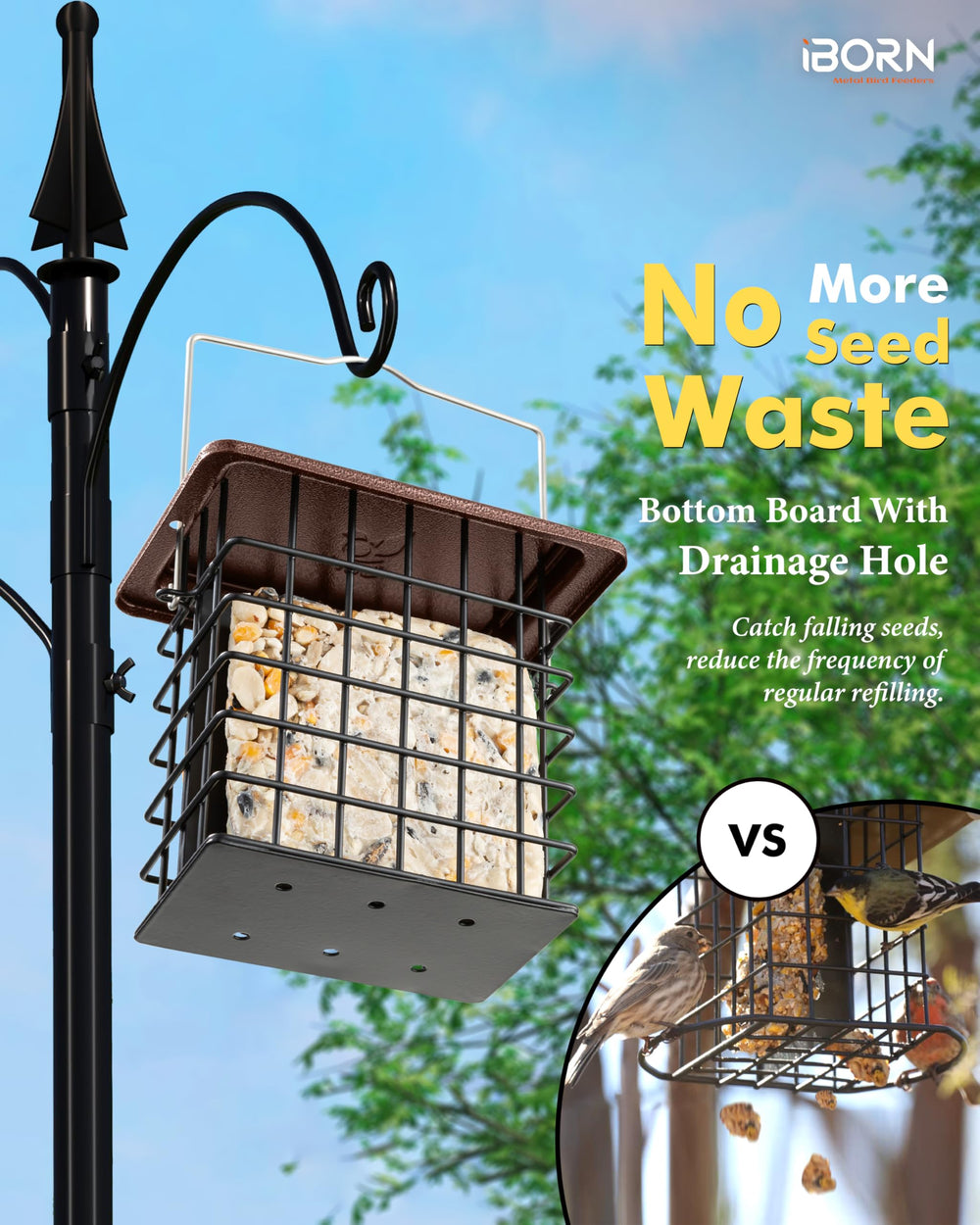 iBorn Double Suet Feeder featuring taller grid design for woodpeckers