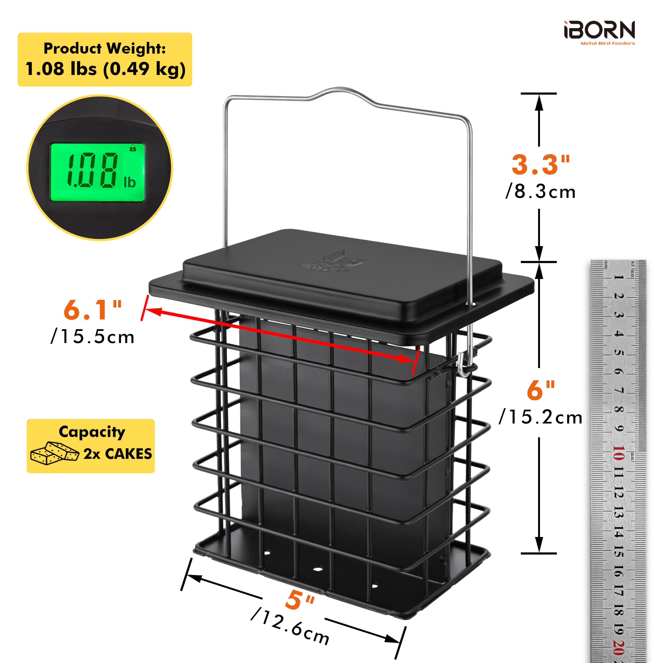 iBorn Double Suet Feeder showing flip-top for easy refilling