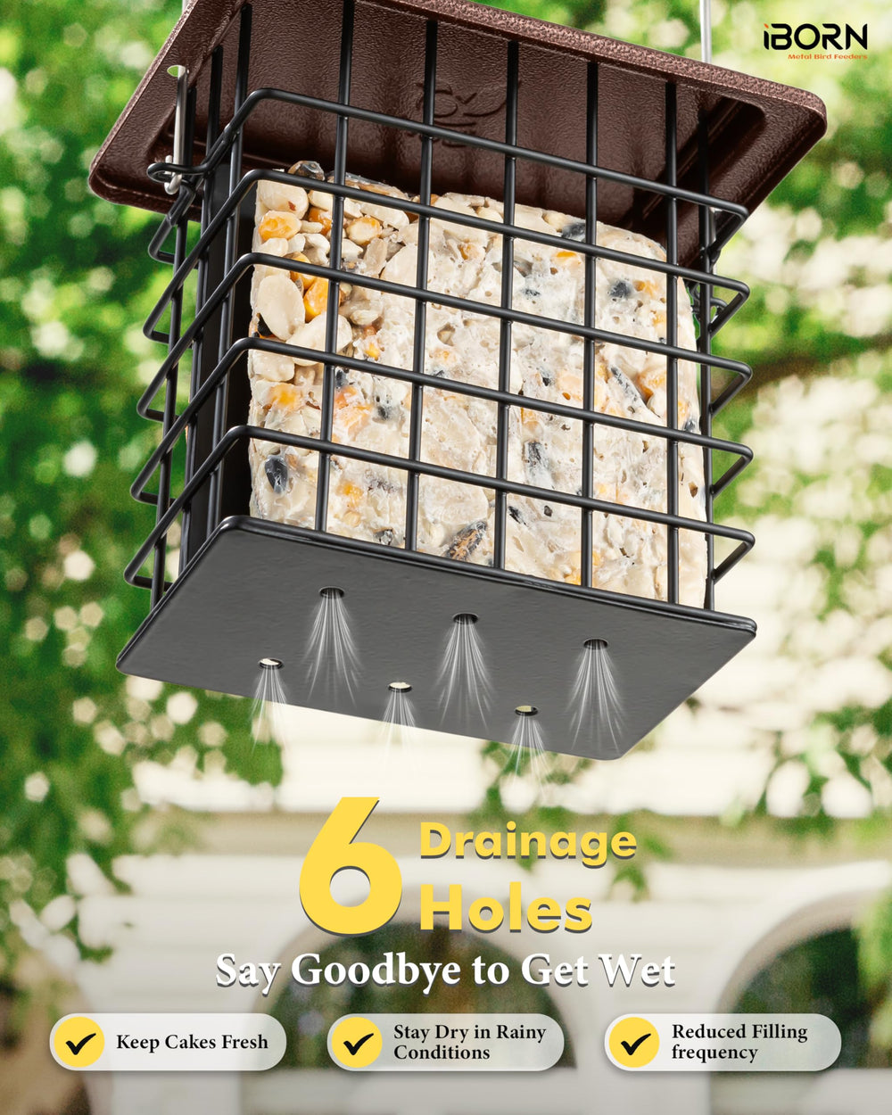 iBorn Double Suet Feeder side view with suet installed