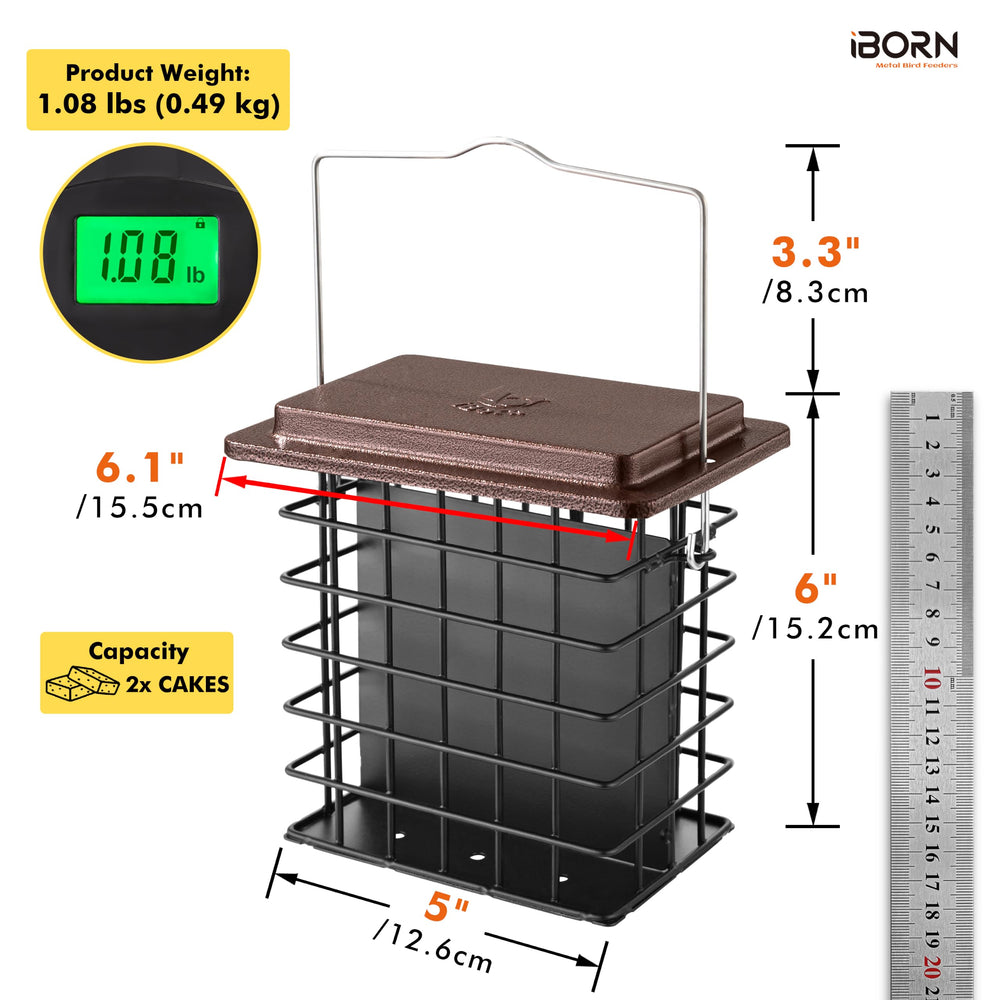 iBorn Double Suet Feeder with flip top open for easy refilling