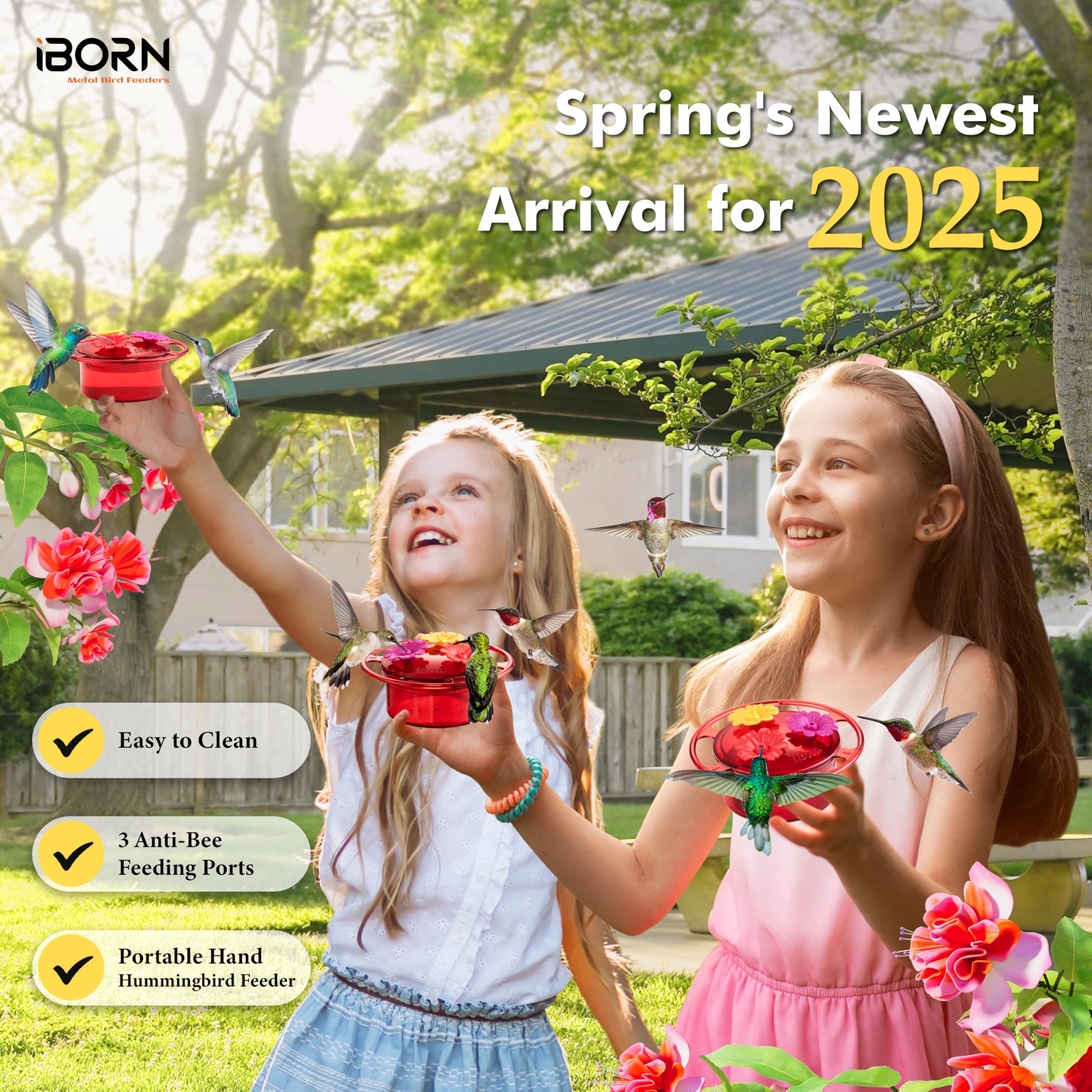 iBorn Handheld Hummingbird Feeder with twist-off lid open