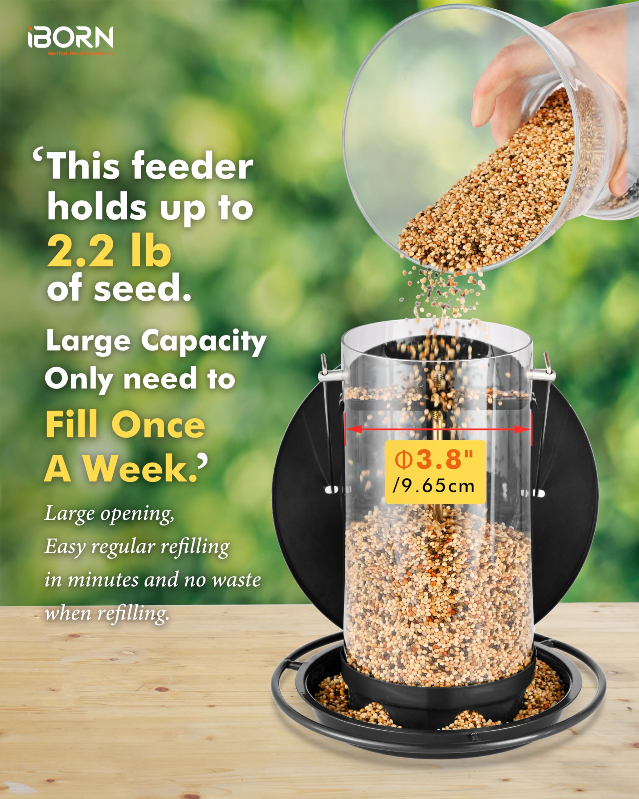 iBorn Metal Bird Feeder side view with tray