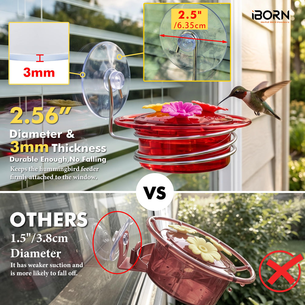 iBorn Window Hummingbird Feeder with twist-off lid open