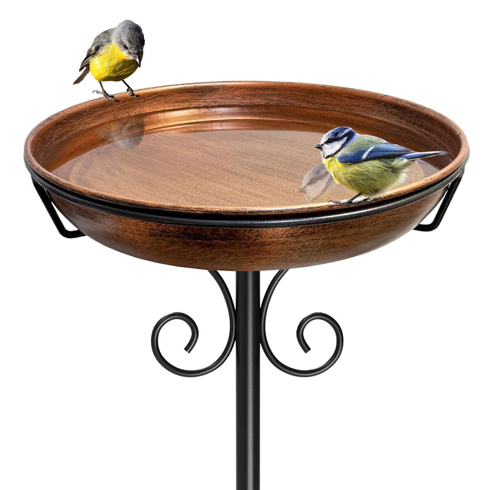 iCHKED 38In Freestanding Bird Bath Vintage Bronze front view