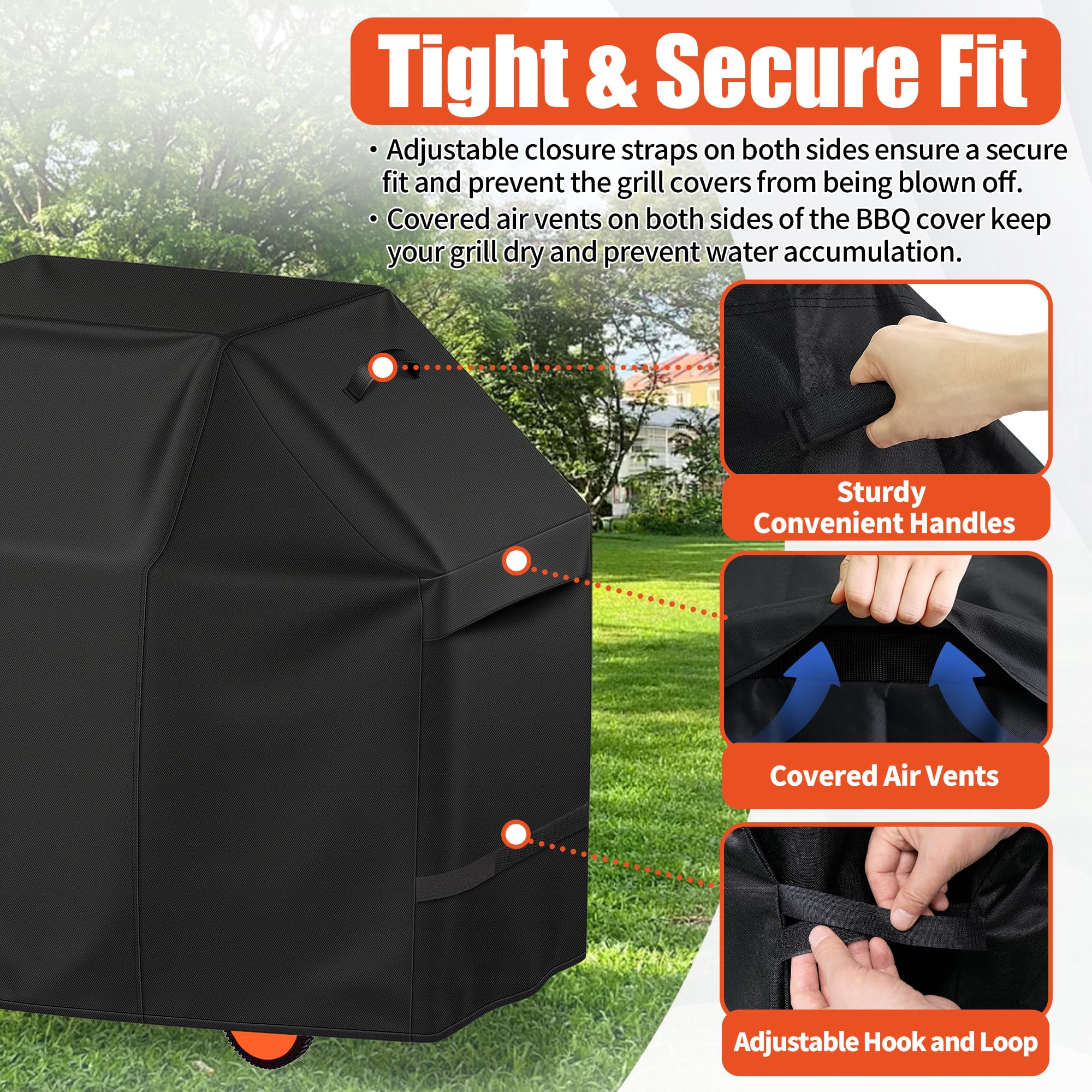 iCOVER 55 Inch BBQ Cover on a grill
