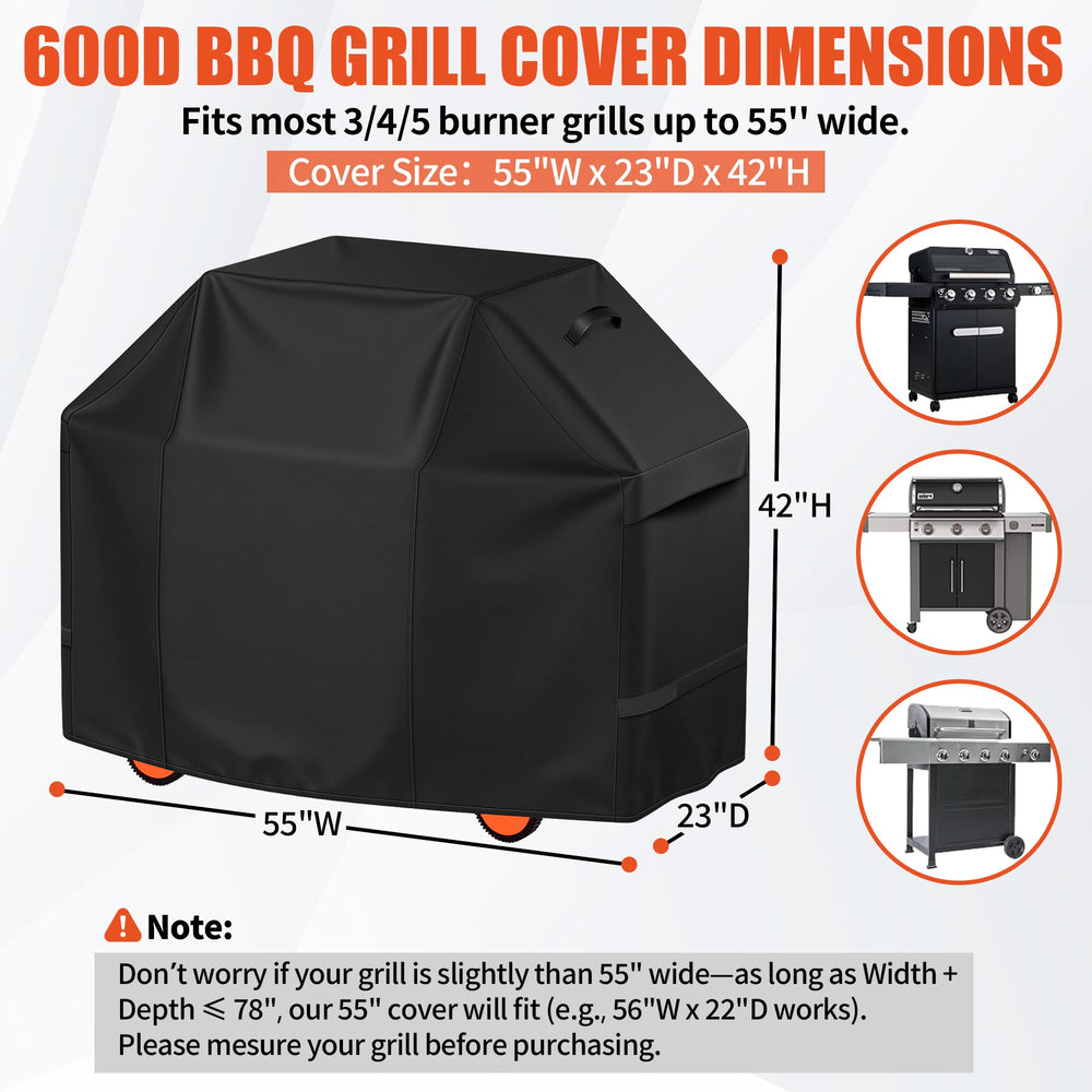 iCOVER 55 Inch Grill Cover side view