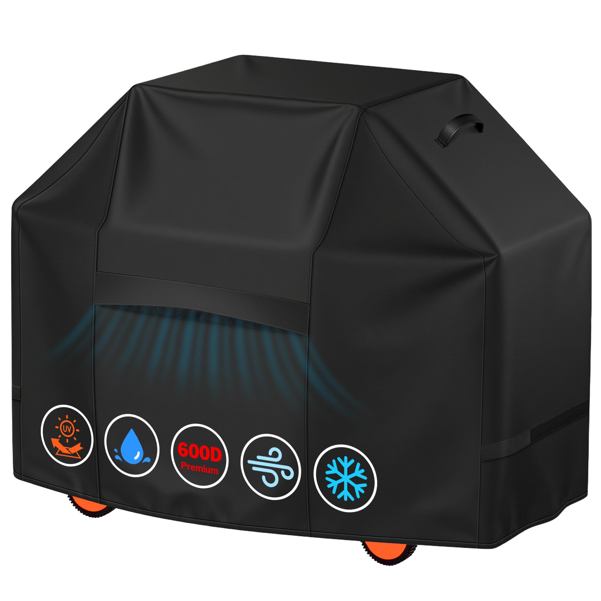 iCOVER 82 Inch Grill Cover front view, charcoal colour