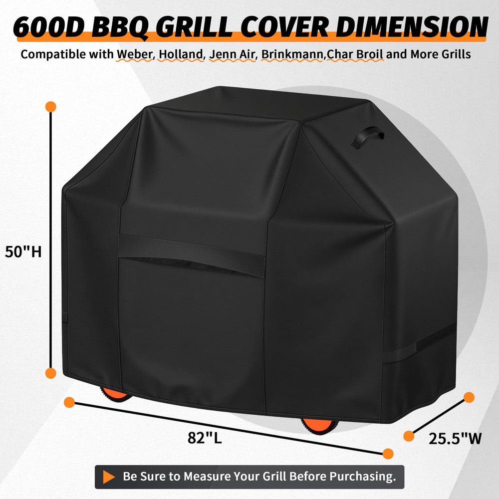 iCOVER 82 Inch Grill Cover side view with straps