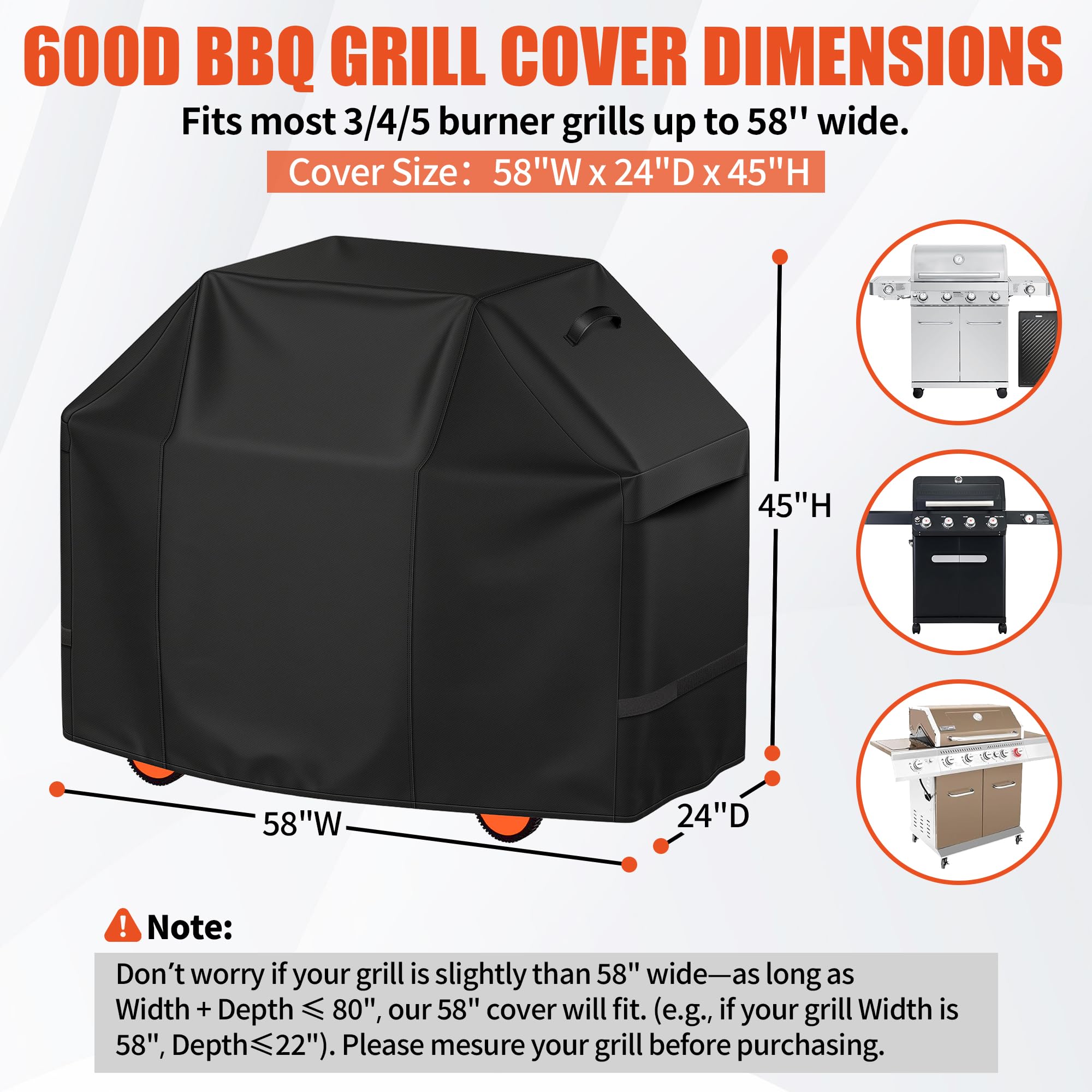 iCOVER BBQ Grill Cover side view showing handles