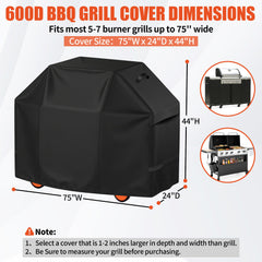 iCOVER Grill Cover 75 inch showing adjustable hook and loop