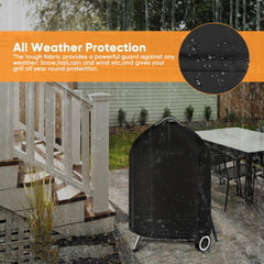 iCOVER Grill Cover for Weber 22 Inch Charcoal Kettle, display with grill
