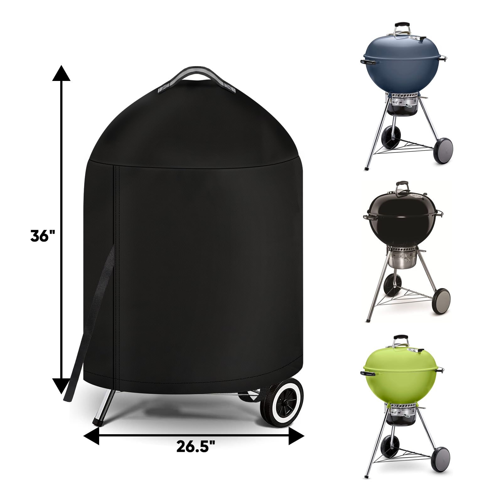 iCOVER Grill Cover for Weber 22 Inch Charcoal Kettle, showing fasteners