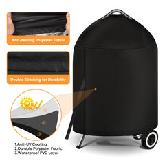 iCOVER Grill Cover for Weber 22 Inch Charcoal Kettle, side view