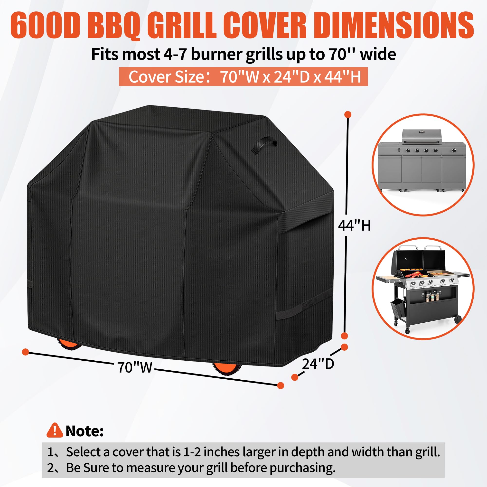 iCOVER grill cover side view showing secure fit features