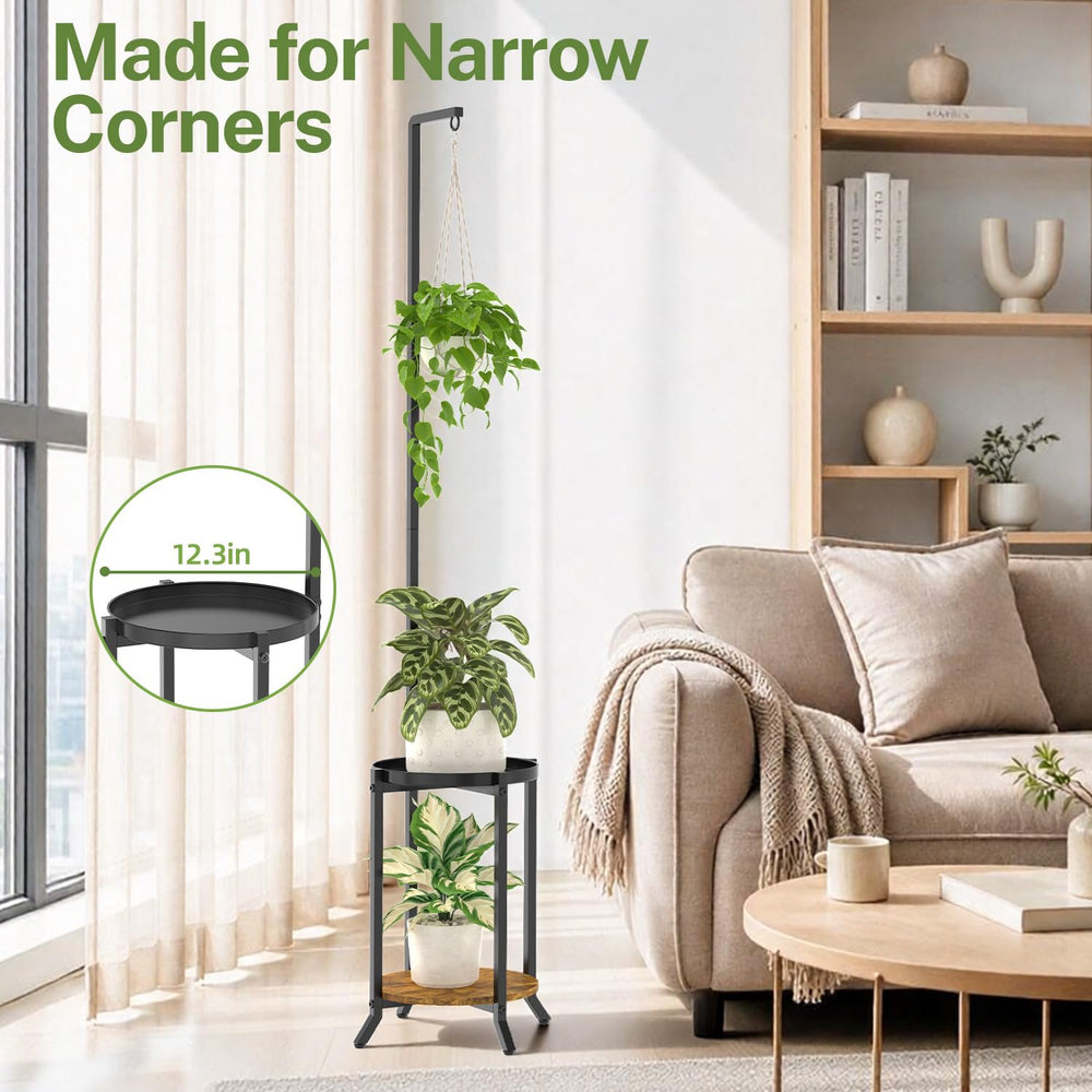 iDavosic.ly 2 Tier Hanging Plant Stand with adjustable foot pads