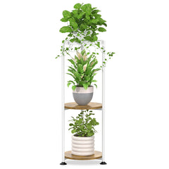 iDavosic.ly 3 Tier Corner Metal Plant Stand front view in matte white