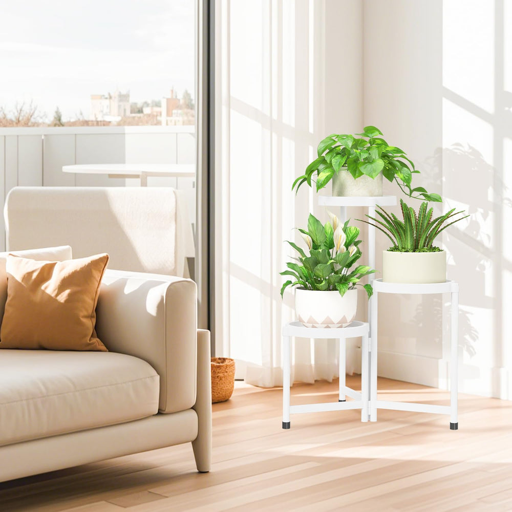 iDavosic.ly 3 Tier Folding Plant Stand in outdoor garden setting