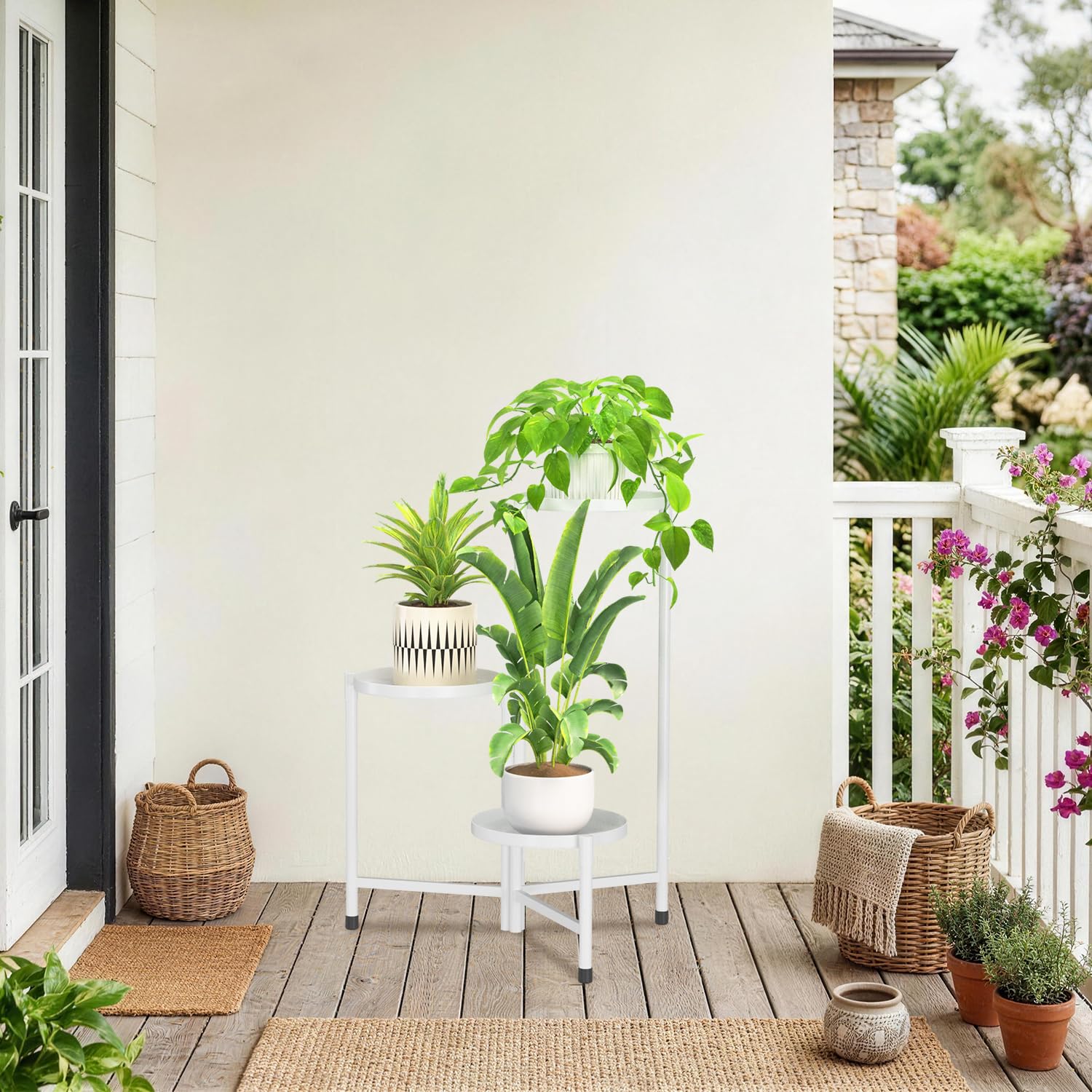 iDavosic.ly 3 Tier Large Plant Stand compactly folded for storage