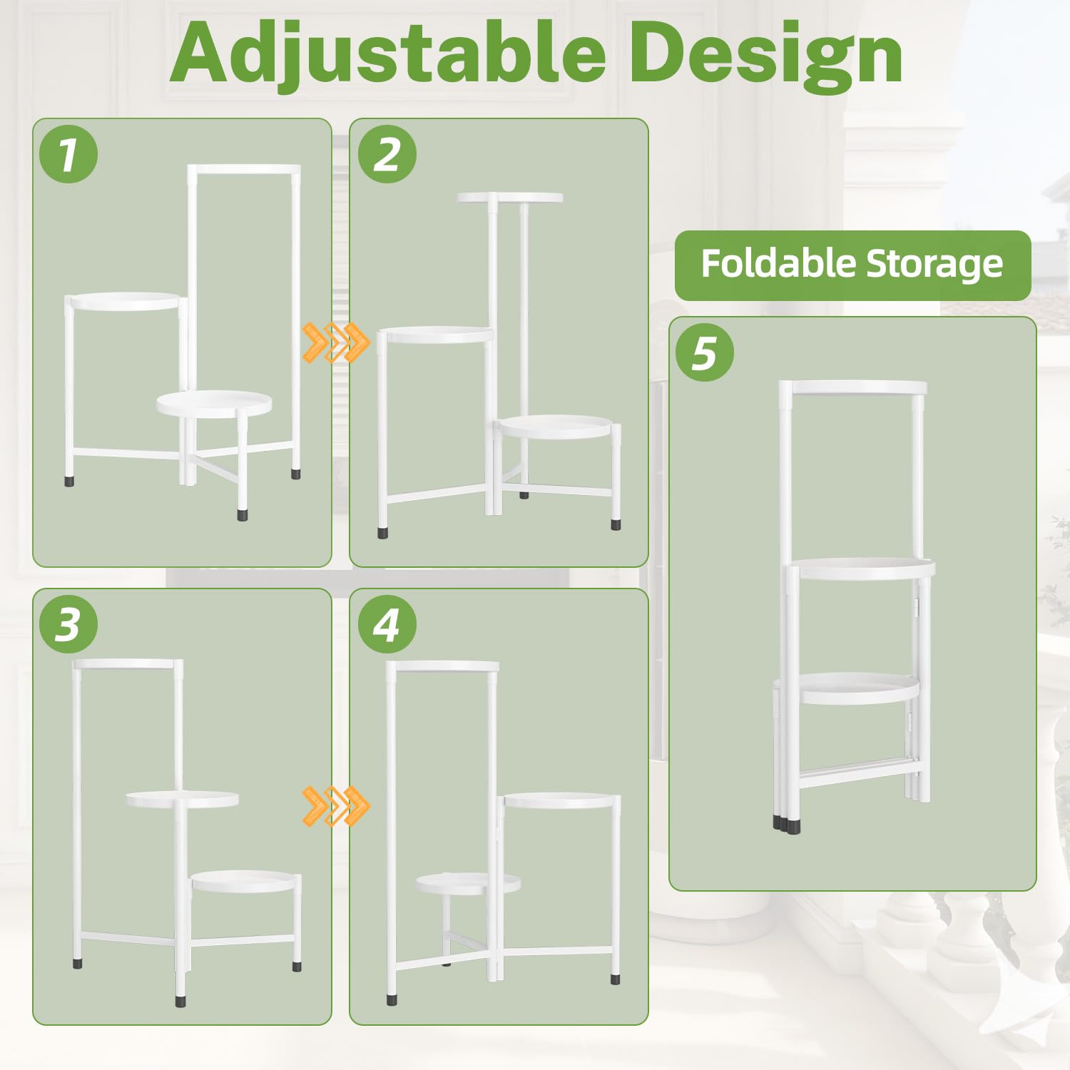 iDavosic.ly 3 Tier Large Plant Stand showing rust-resistant finish