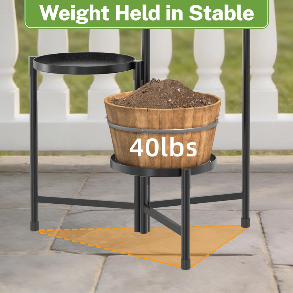 iDavosic.ly 3 Tier Plant Stand assembled and featuring large pots