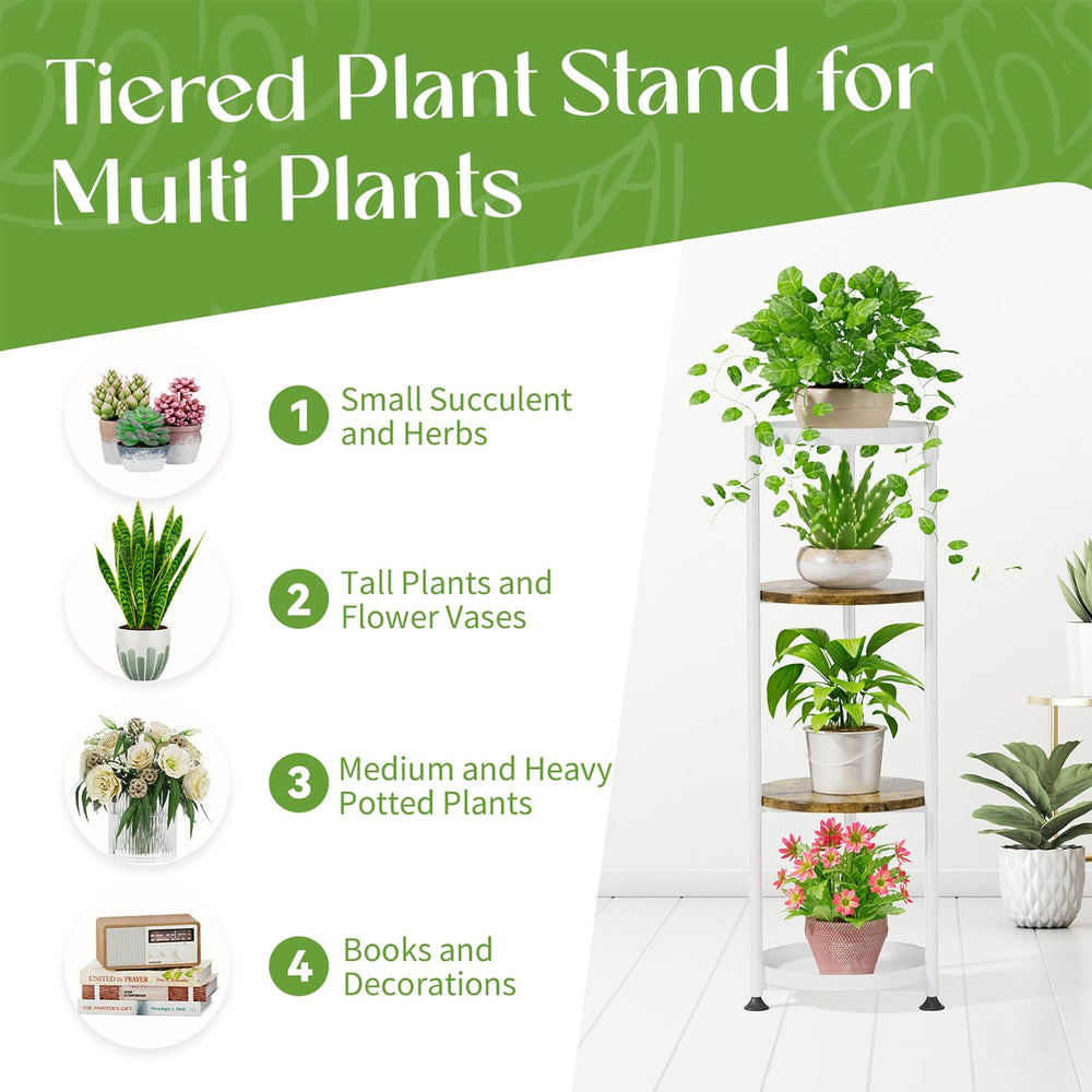 iDavosic.ly 4 Tier Corner Plant Stand in outdoor setting