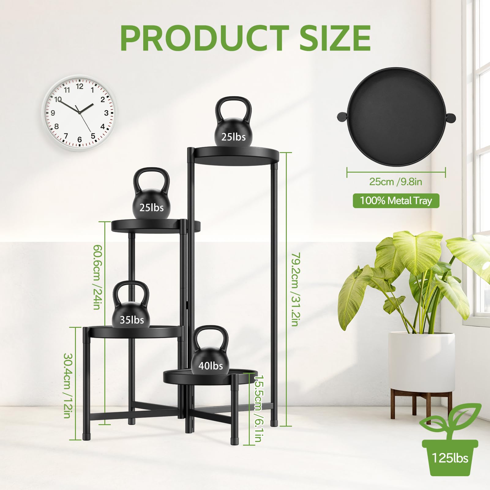 iDavosic.ly 4 Tier Plant Stand assembled with potted plants