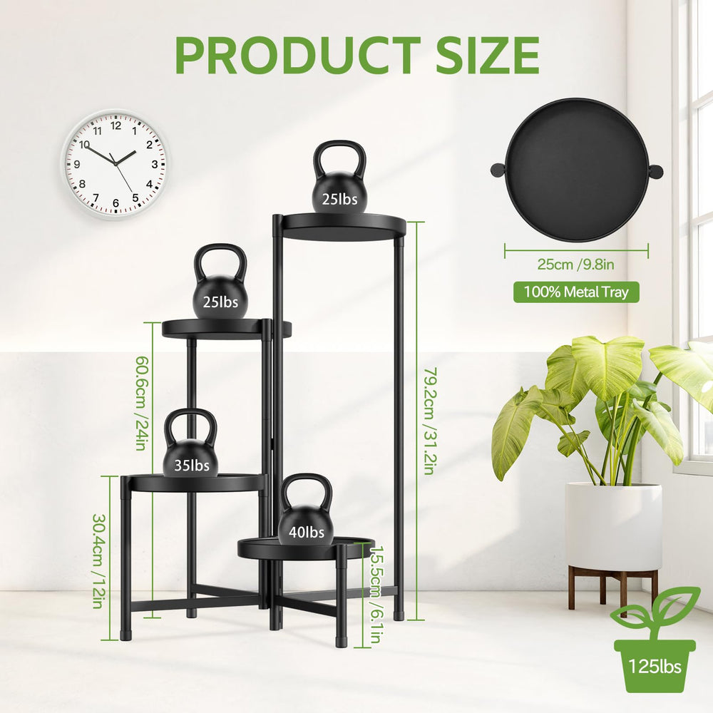 iDavosic.ly 4 Tier Plant Stand assembled with potted plants