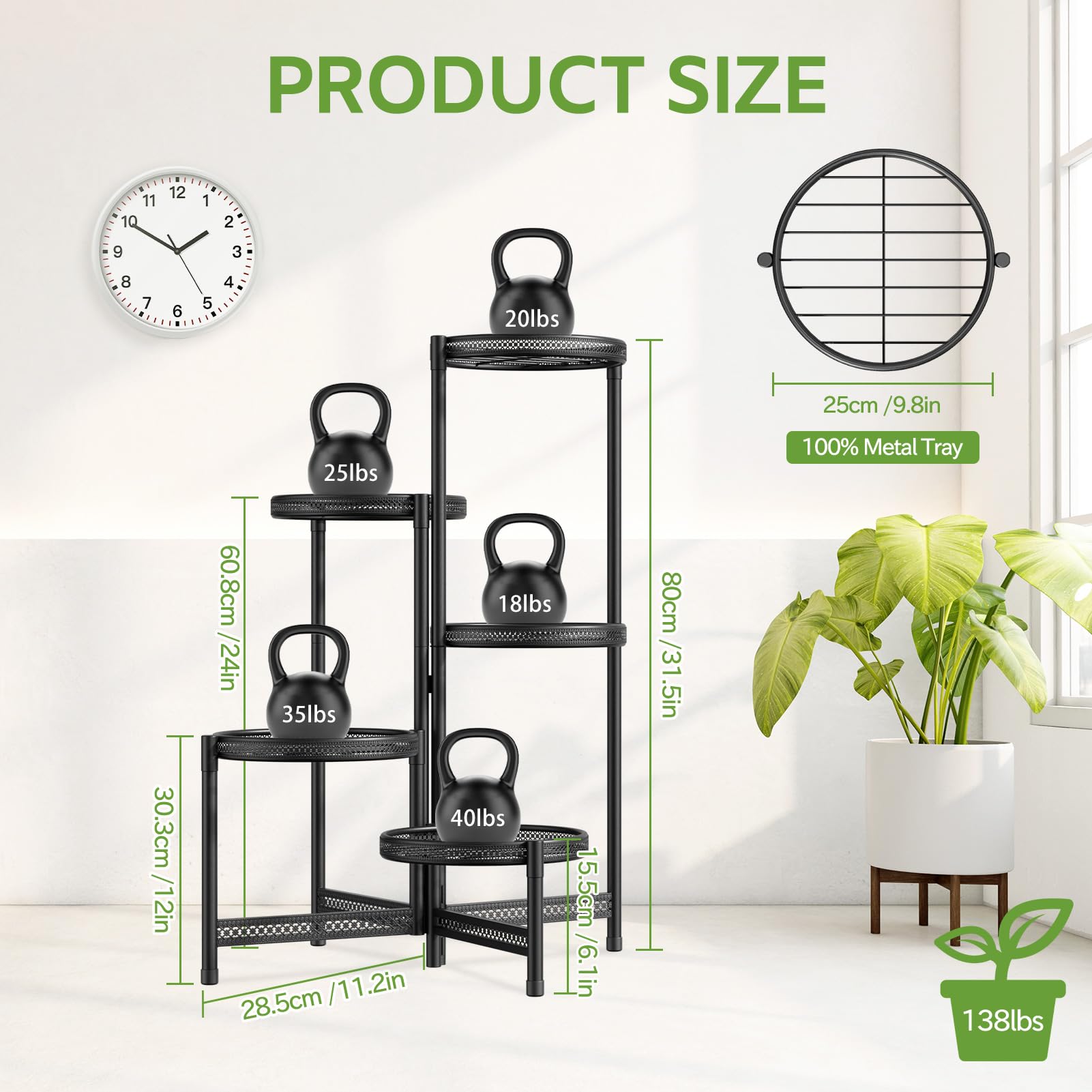 iDavosic.ly 5 Tier Large Plant Stand front view showing trays