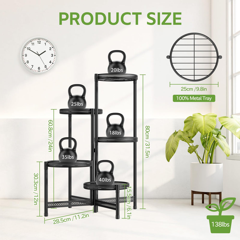 iDavosic.ly 5 Tier Large Plant Stand front view showing trays